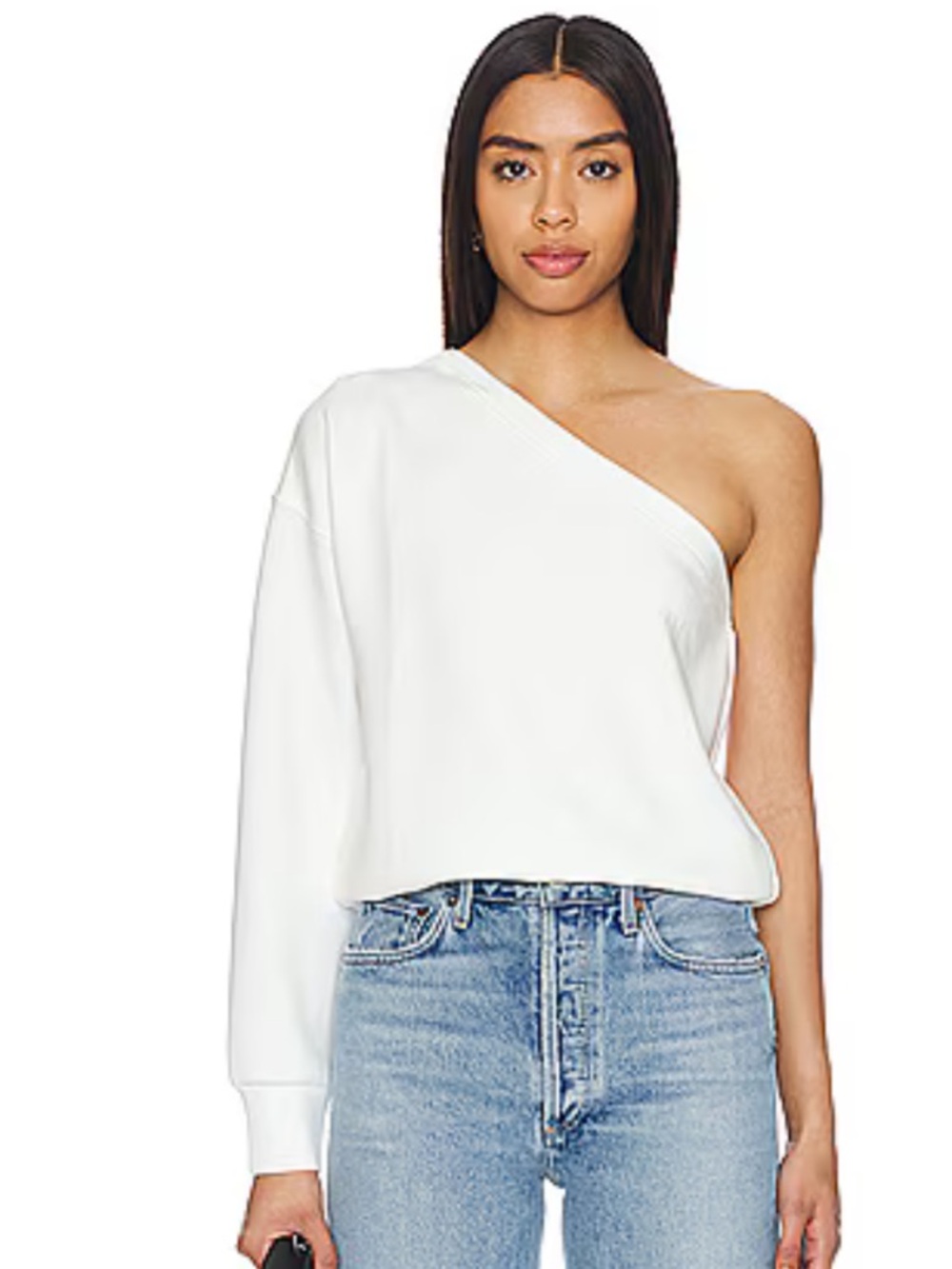 SPANX AirEssentials Asymmetric One-Sleeve Top in White Women’s Size Medium